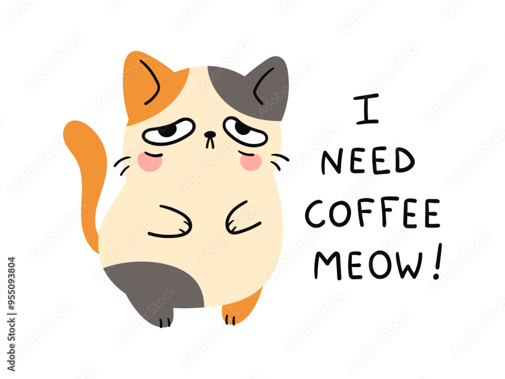 Foto Sad cat illustration