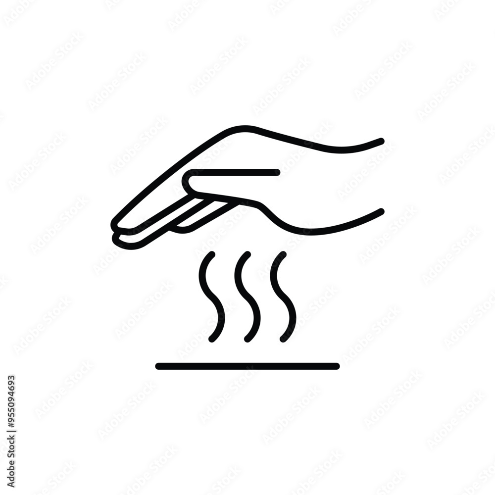 Hot surface icon. Simple outline style. Warning sign, burn, heat surface, hazard, caution hand do not touch, security concept. Thin line symbol. Vector illustration isolated. Hot surface icon. Simple outline style. Warning sign, burn, heat surface, hazard, caution hand do not touch, security concept. Thin line symbol. Vector illustration isolated.