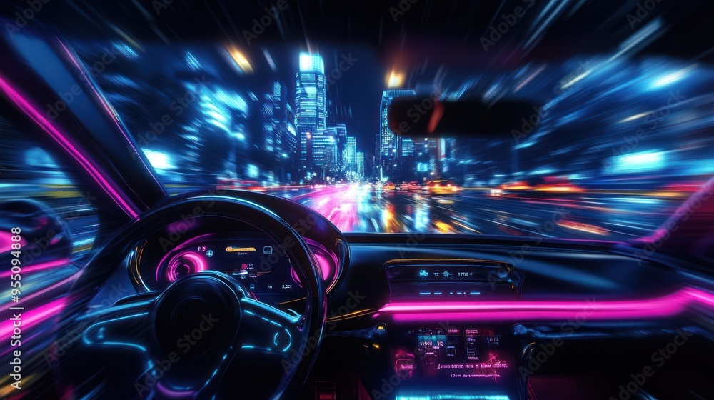 Night Drive Through a Neon City Night Drive Through a Neon City