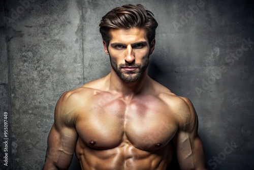 Handsome, Shirtless Man With Toned Muscles And Confident Expression, Looking Directly At The Camera
