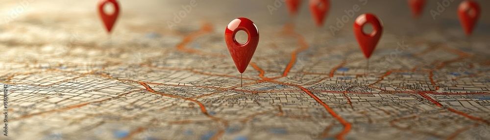 Create a map with red markers indicating locations in a city Create a map with red markers indicating locations in a city