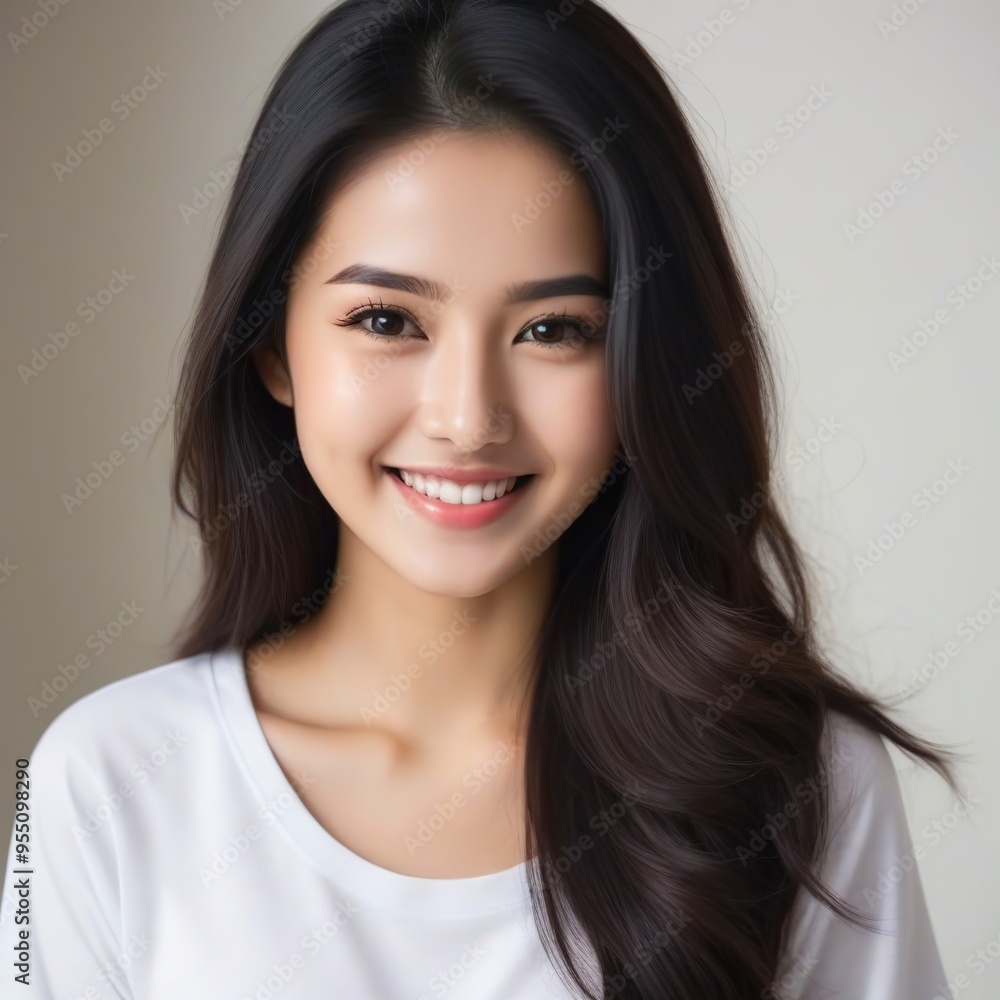 Attractive Girl with Long Hair and Bright Eyes Attractive Girl with Long Hair and Bright Eyes