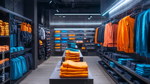 Colourful women's sportswear in a sports shop