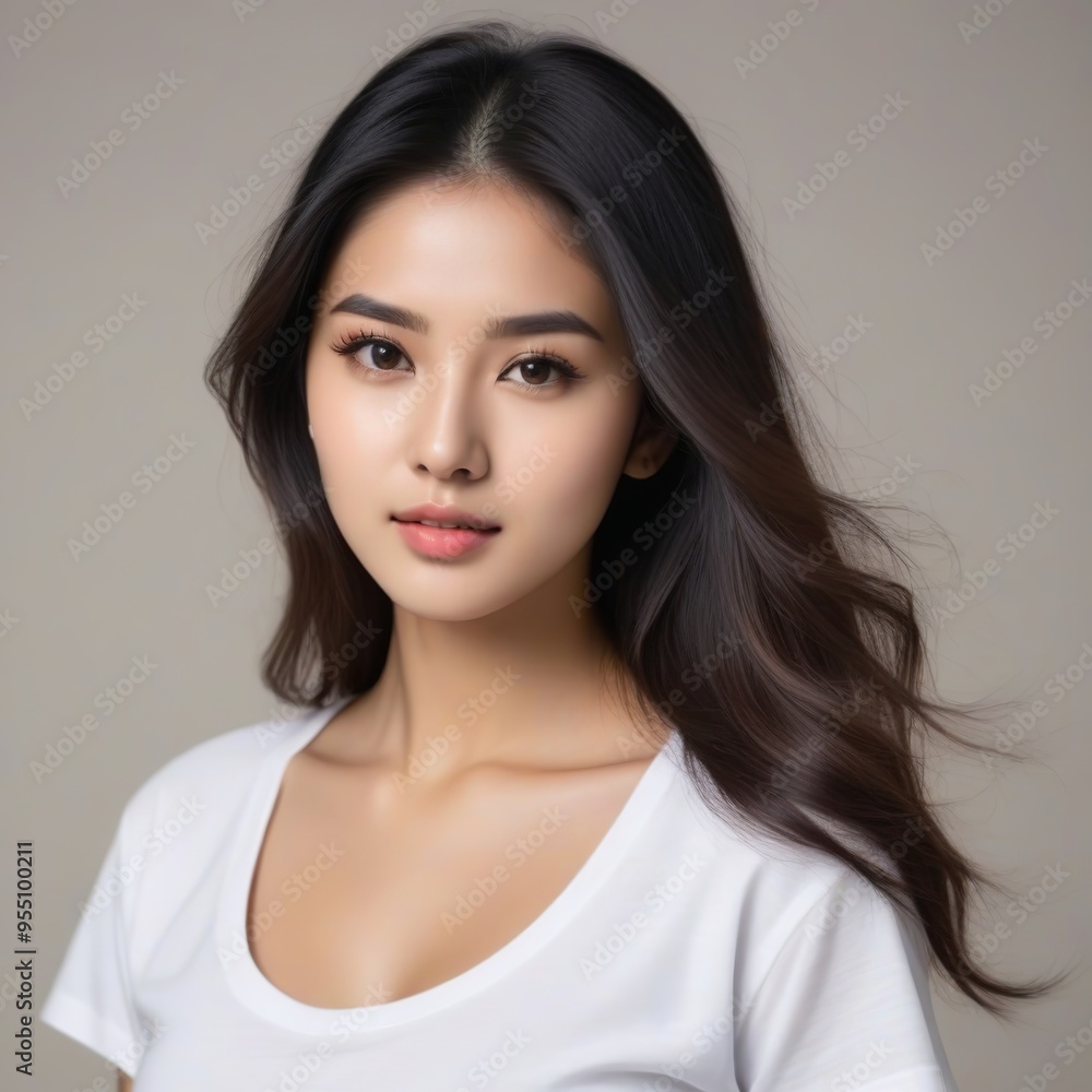 Attractive Girl with Long Hair and Bright Eyes Attractive Girl with Long Hair and Bright Eyes