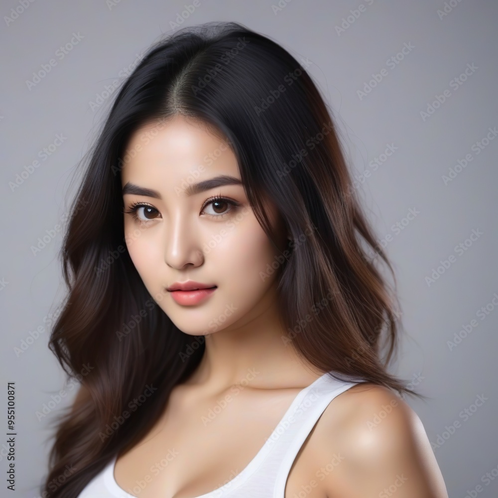 Attractive Girl with Long Hair and Bright Eyes Attractive Girl with Long Hair and Bright Eyes
