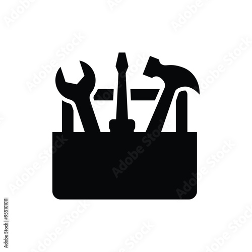 Tool box icon. Toolbox, toolkit, instrument vector icon. Toolbox Tools vector flat icon.