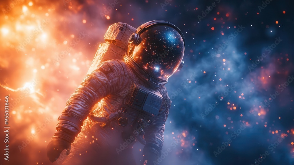 astronaut floating gracefully in zero gravity detailed spacesuit reflecting cosmic surroundings conveying sense of wonder and exploration astronaut floating gracefully in zero gravity detailed spacesuit reflecting cosmic surroundings conveying sense of wonder and exploration