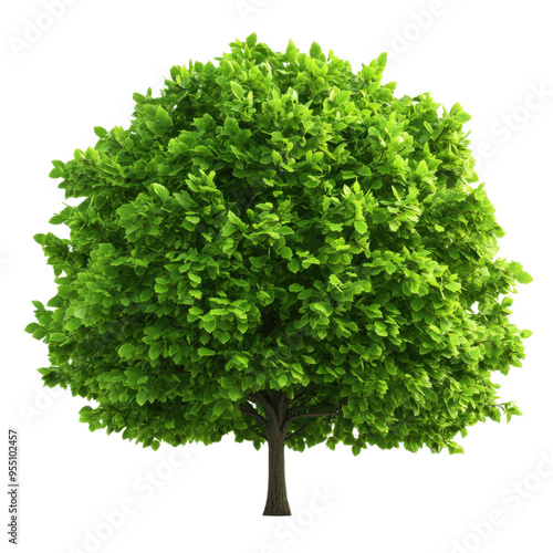 A lush green tree with a full canopy, symbolizing nature's beauty and vitality, perfect for ecological and outdoor themes.