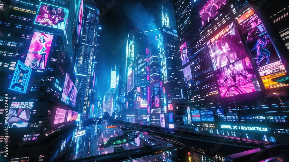 Neon Cityscape - Futuristic Urban Landscape Neon Cityscape - Futuristic Urban Landscape
