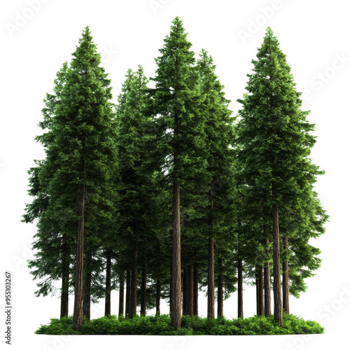 A serene and lush green forest with tall coniferous trees, perfect for nature lovers and outdoor enthusiasts.