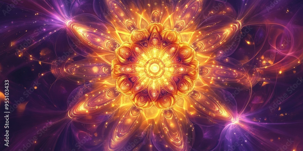 Abstract swirling gold and purple light. Abstract swirling gold and purple light.