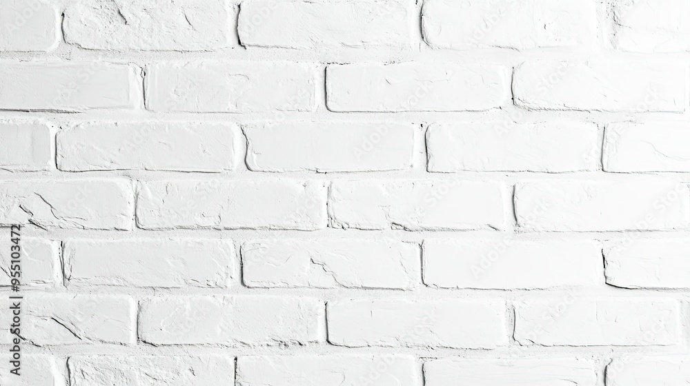 Fototapeta premium Subtle, white brick wall texture with clean lines, ideal for minimalist and modern background designs