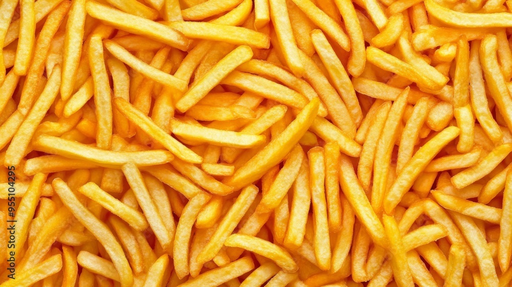 Fototapeta premium Close up shot of a pile of golden french fries.