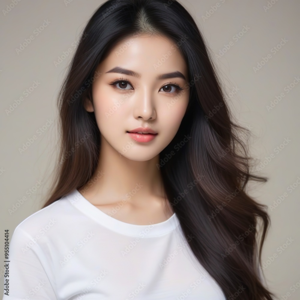 Attractive Girl with Long Hair and Bright Eyes Attractive Girl with Long Hair and Bright Eyes