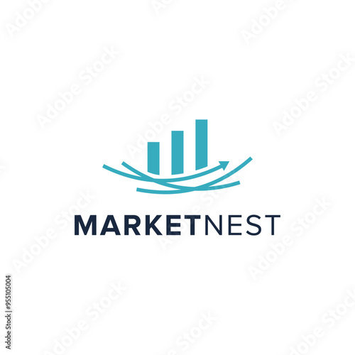 market nest simple sleek creative geometric modern logo design