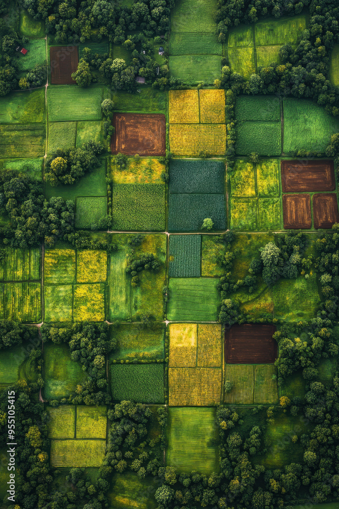 Land Planning, Aerial view displaying land divided into various plots