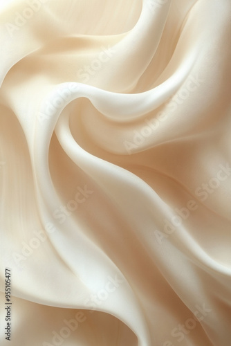 Beige Cream Waves, Elegant background of flowing waves in soft beige and cream colors, creating a tranquil and soothing atmosphere for various projects