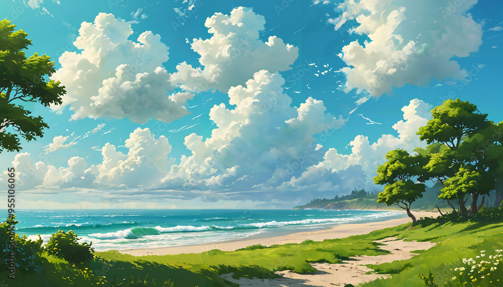 Fototapeta premium Paysage côtier sous un ciel ensoleillé