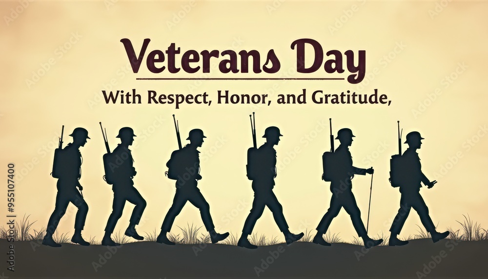 Veterans Day Silhouette Graphic with Text Veterans Day Silhouette Graphic with Text
