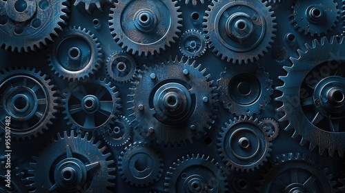 Wallpaper Mural Intricate industrial mechanism working with interlocking gears Torontodigital.ca