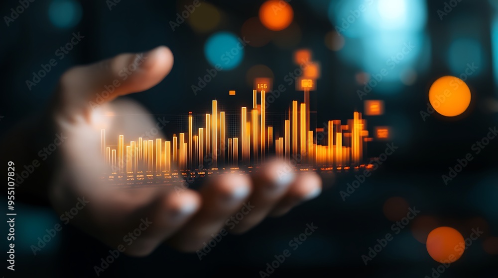 Hand Holding Digital Chart in Blurred Background Hand Holding Digital Chart in Blurred Background