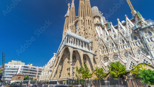 Photography Sagrada Familia, a large Roman Catholic church in Barcelona, Spain timelapse hyp