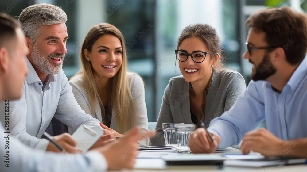 group of colleagues in business casual attire engaged in a lively discussion around a conference table group of colleagues in business casual attire engaged in a lively discussion around a conference table