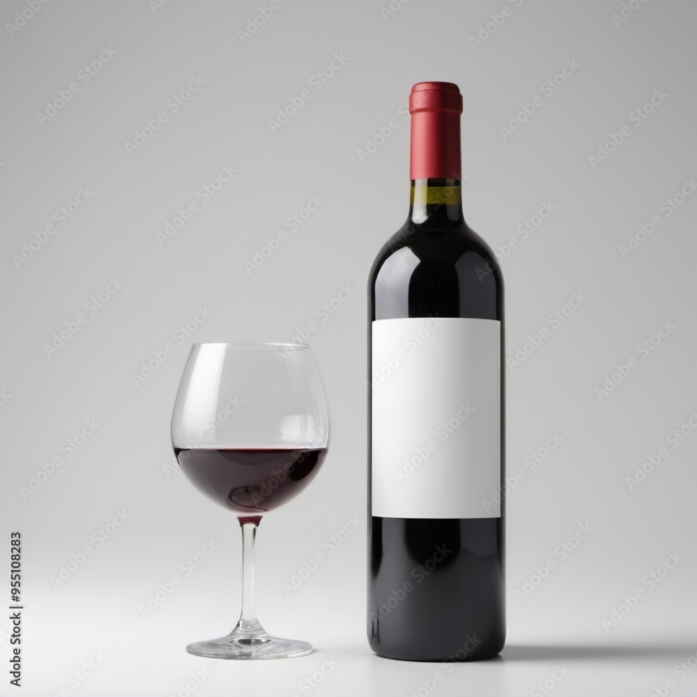 bottle of wine against a plain gray background. bottle of wine against a plain gray background.