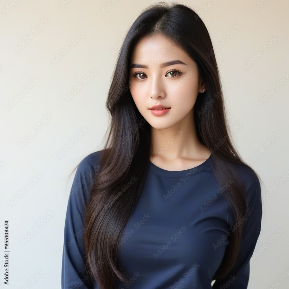 Attractive Girl with Long Hair and Bright Eyes Attractive Girl with Long Hair and Bright Eyes
