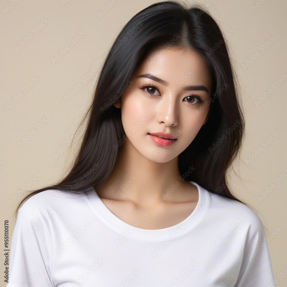 Attractive Girl with Long Hair and Bright Eyes Attractive Girl with Long Hair and Bright Eyes