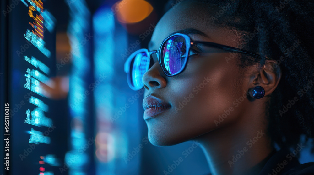 AI Cybersecurity, A black woman expert in artificial intelligence and cybersecurity analyzes data files to prevent breaches and protect computer systems AI Cybersecurity, A black woman expert in artificial intelligence and cybersecurity analyzes data files to prevent breaches and protect computer systems