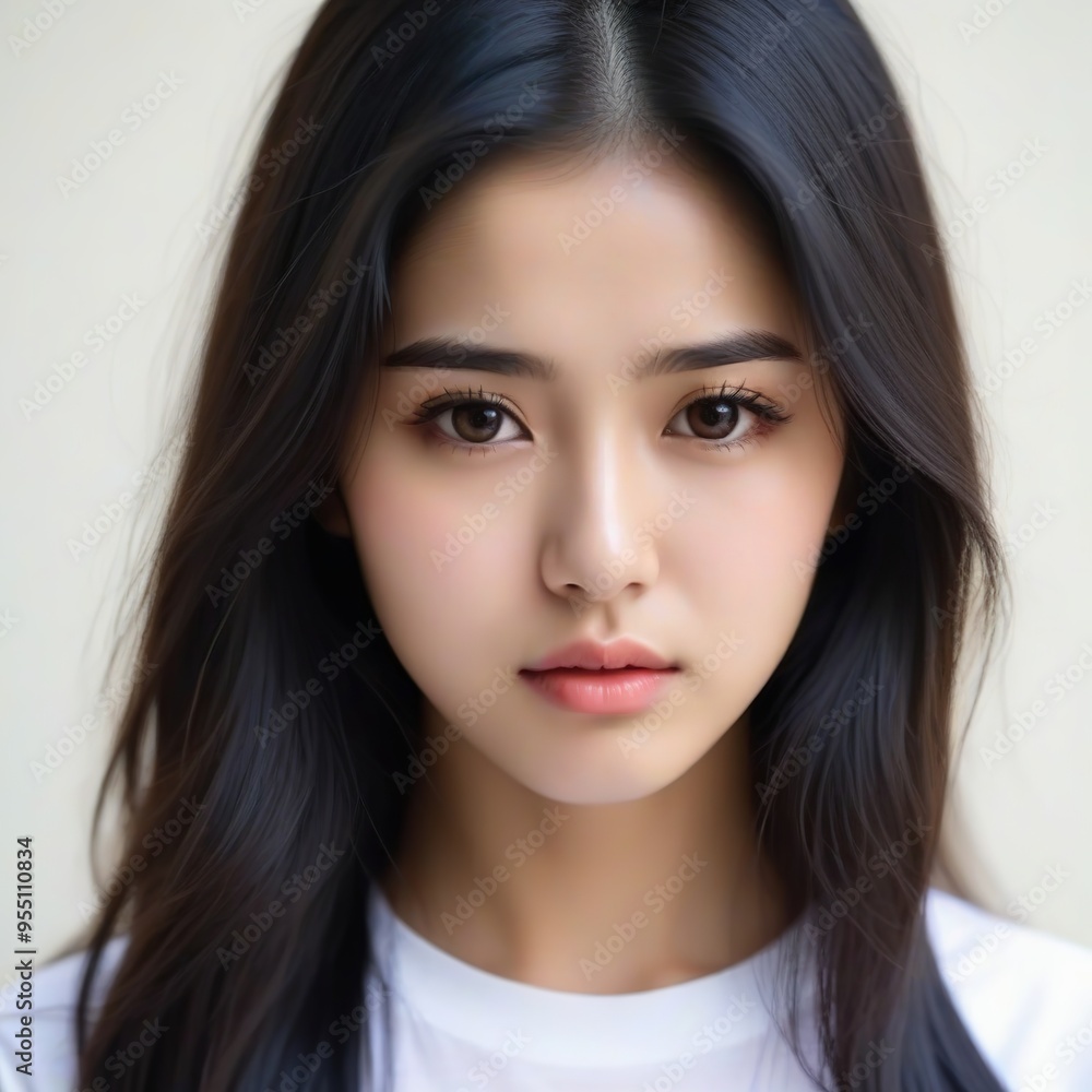 Attractive Girl with Long Hair and Bright Eyes Attractive Girl with Long Hair and Bright Eyes
