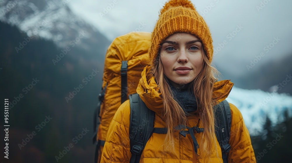 Majestic Beauty of a Massive Glacier: Person in Awe of Icy Blue Landscape Majestic Beauty of a Massive Glacier: Person in Awe of Icy Blue Landscape