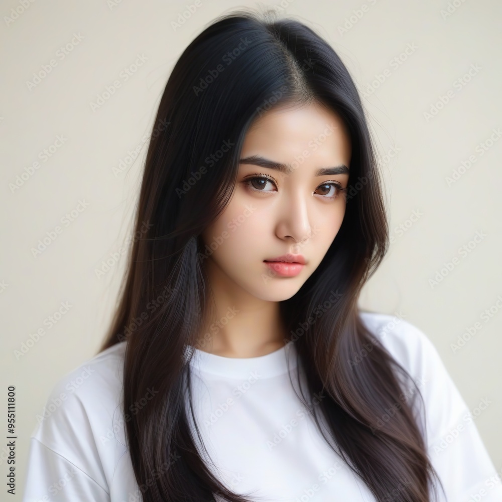 Attractive Girl with Long Hair and Bright Eyes Attractive Girl with Long Hair and Bright Eyes