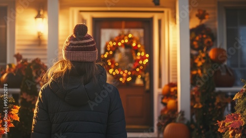 Cozy Winter Evening at the Front Door