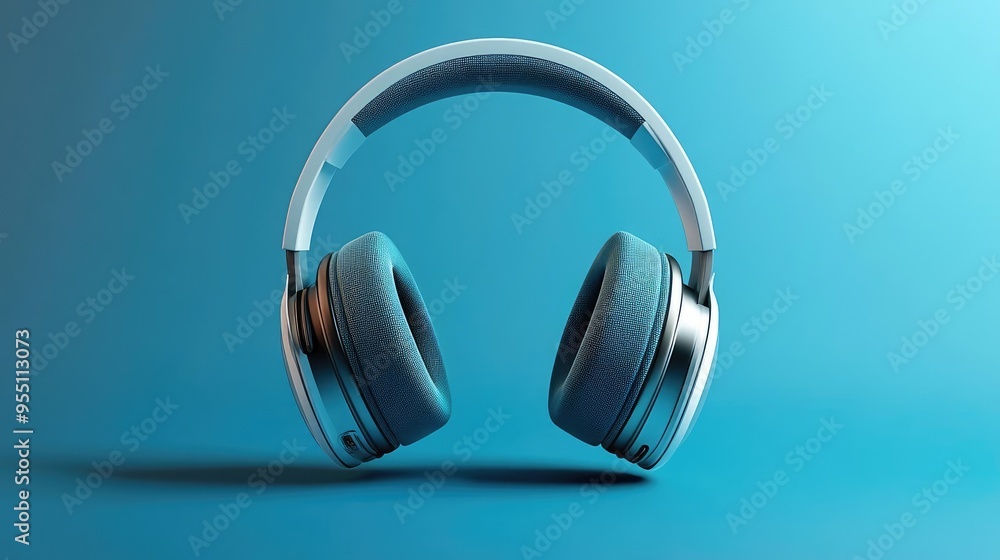 Headphone icon, with padded ear cups and a sleek band, 3D icon Headphone icon, with padded ear cups and a sleek band, 3D icon