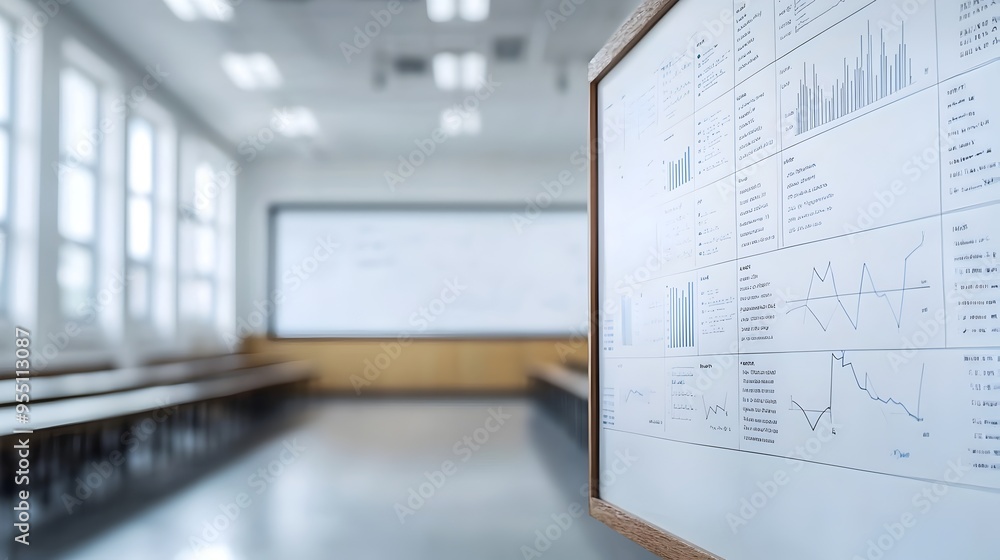 Whiteboard Filled with Statistical Models and Data Sets Representing University Curriculum Whiteboard Filled with Statistical Models and Data Sets Representing University Curriculum