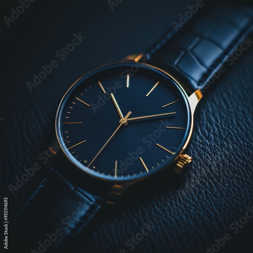 Wallpaper Mural Elegant black watch with gold accents, perfect for showcasing luxury and timeless style in any setting. Torontodigital.ca