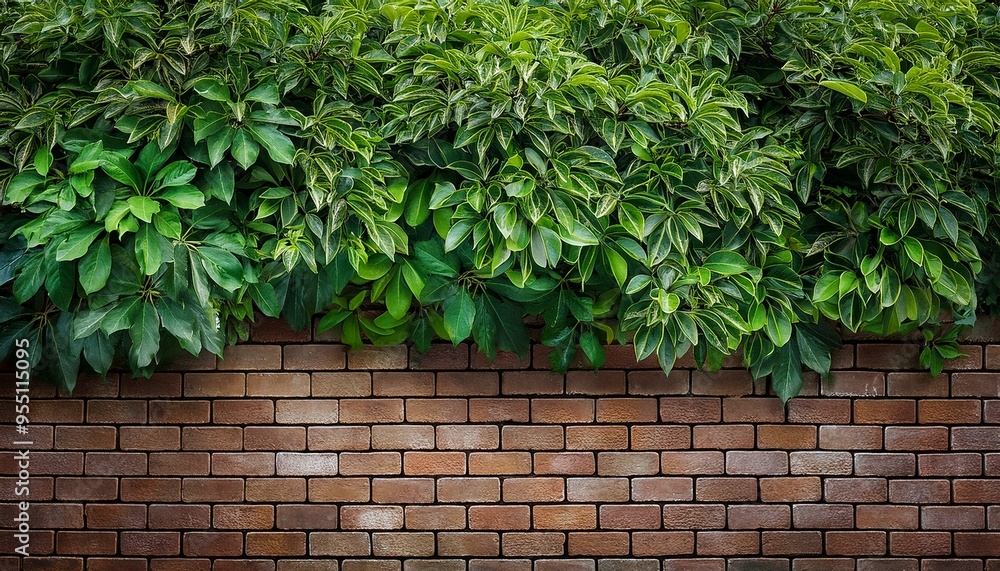green leaves wall with bricks green leaves wall with bricks