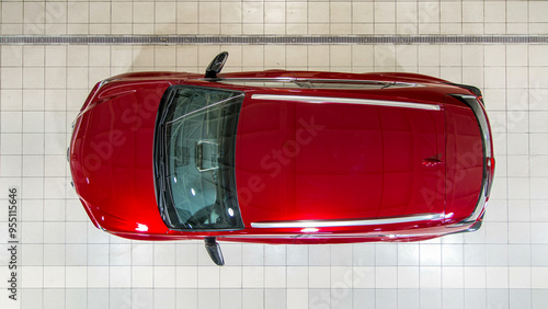 Top view of cars entering to the workshop service station timelapse photo