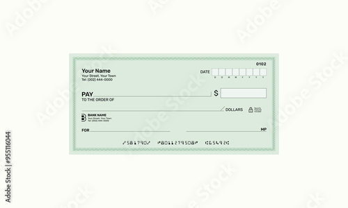 Cheque, Fake blank cheque, blank checkbook template