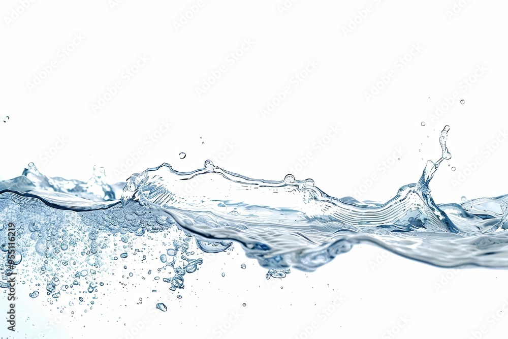 Close up of water splash with air bubbles isolated on white background. Close up of water splash with air bubbles isolated on white background.