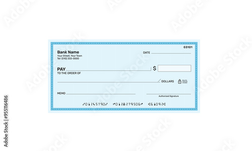 Blank bank cheque, Cheque mockup 