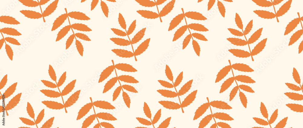 Fototapeta premium Vector illustration. Autumn concept. Seamless pattern with leaves. Ideal for gift wrapping, wallpaper and screensavers.