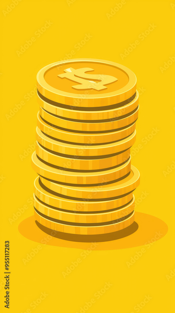 A Tower of Gold: A stack of gleaming coins, each one engraved with the dollar sign, promising prosperity and wealth. A Tower of Gold: A stack of gleaming coins, each one engraved with the dollar sign, promising prosperity and wealth.