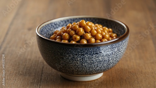 japanese side dishes and appetizers dish natto isolated on an aesthetic plate, concept for advertisement photo