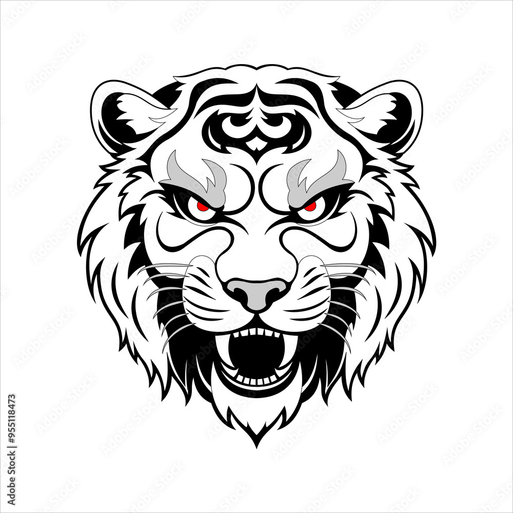 Fototapeta premium Vector head of a tiger