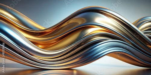 Abstract metallic wave patterns in a smooth gradient showcasing unique fluid dynamics and reflections