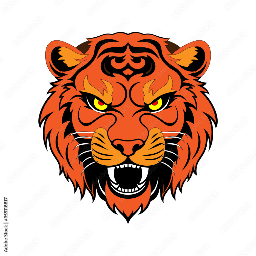 Vector Orange Tiger Face head icon Vector Orange Tiger Face head icon