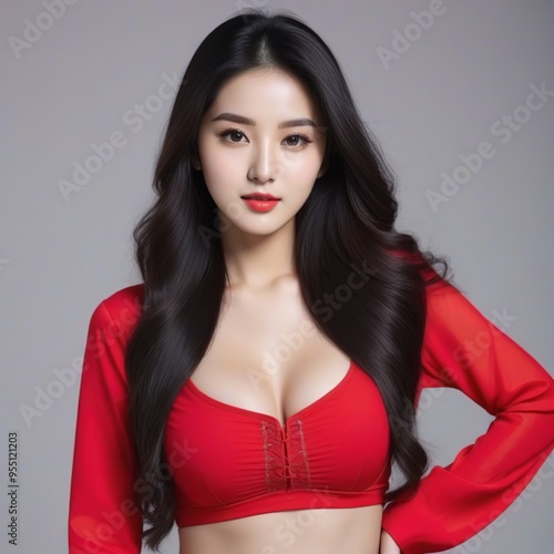 Wallpaper Mural Attractive Girl with Long Hair and Bright Eyes Torontodigital.ca